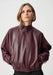 Joseph Ribkoff Leatherette Mock-Neck Bomber Jacket - Burgundy