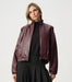 Joseph Ribkoff Leatherette Mock-Neck Bomber Jacket - Burgundy