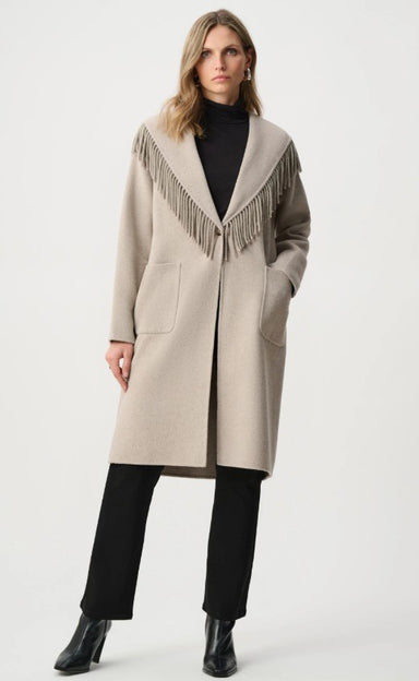 Joseph Ribkoff Wool Blend Fringed Coat