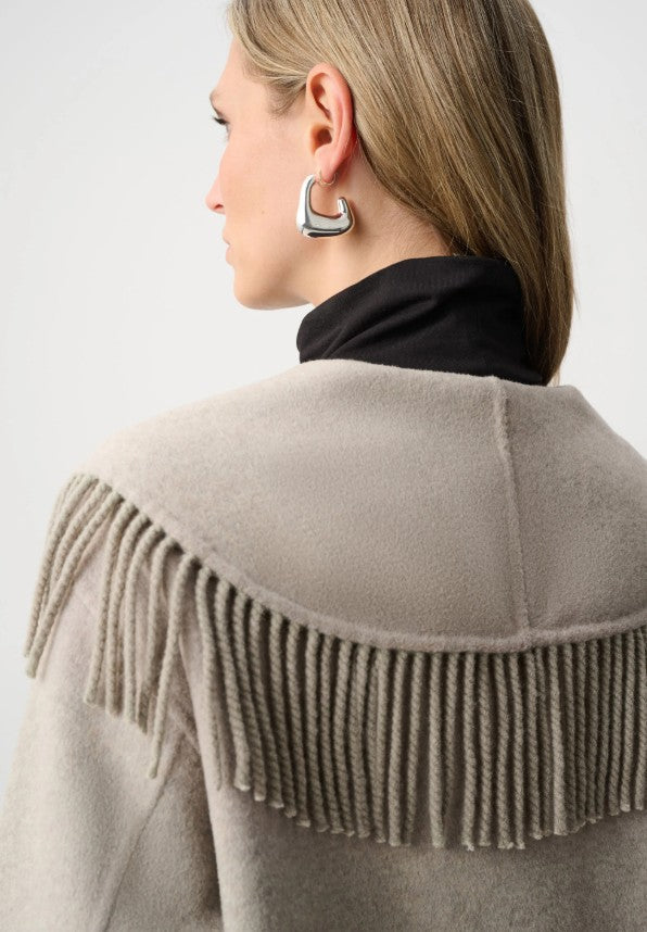 Joseph Ribkoff Wool Blend Fringed Coat
