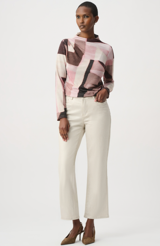 Joseph Ribkoff Metallic Leatherette Bomber Jacket — Pearl Blush