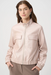 Joseph Ribkoff Metallic Leatherette Bomber Jacket — Pearl Blush