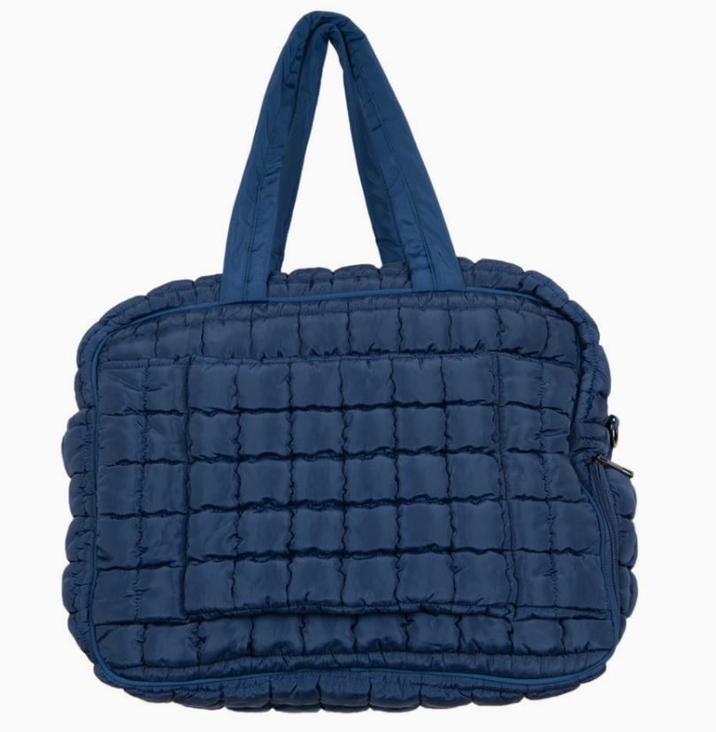 Navy Quilted Duffel Bag