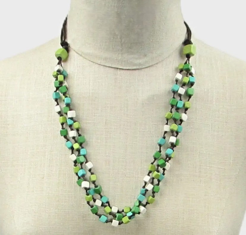 Green Turquoise & White Handmade Necklace