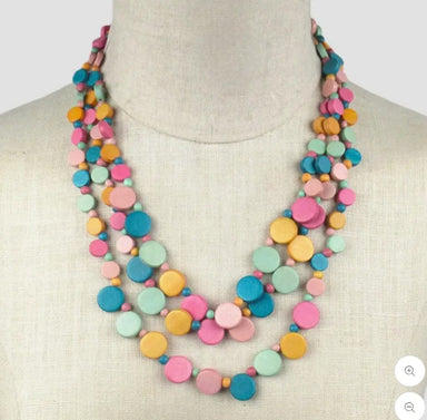 Handmade 3 Strand Soft Colored Wood Bead
