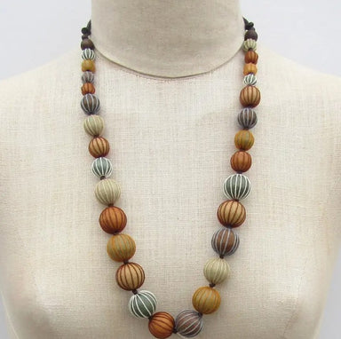 Handmade Earthy Colored Wood Bead Necklace