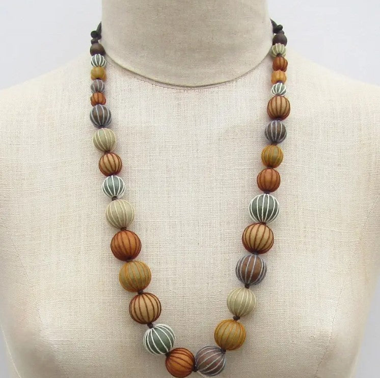 Handmade Earthy Colored Wood Bead Necklace