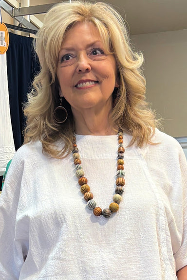 Handmade Earthy Colored Wood Bead Necklace