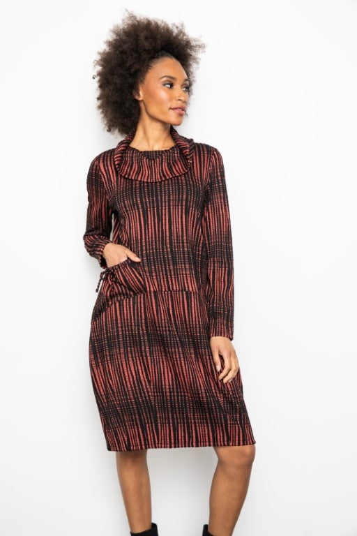 Brick Graphic Grid Pocket Dress