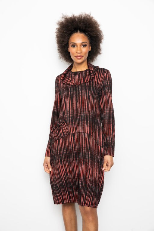 Brick Graphic Grid Pocket Dress