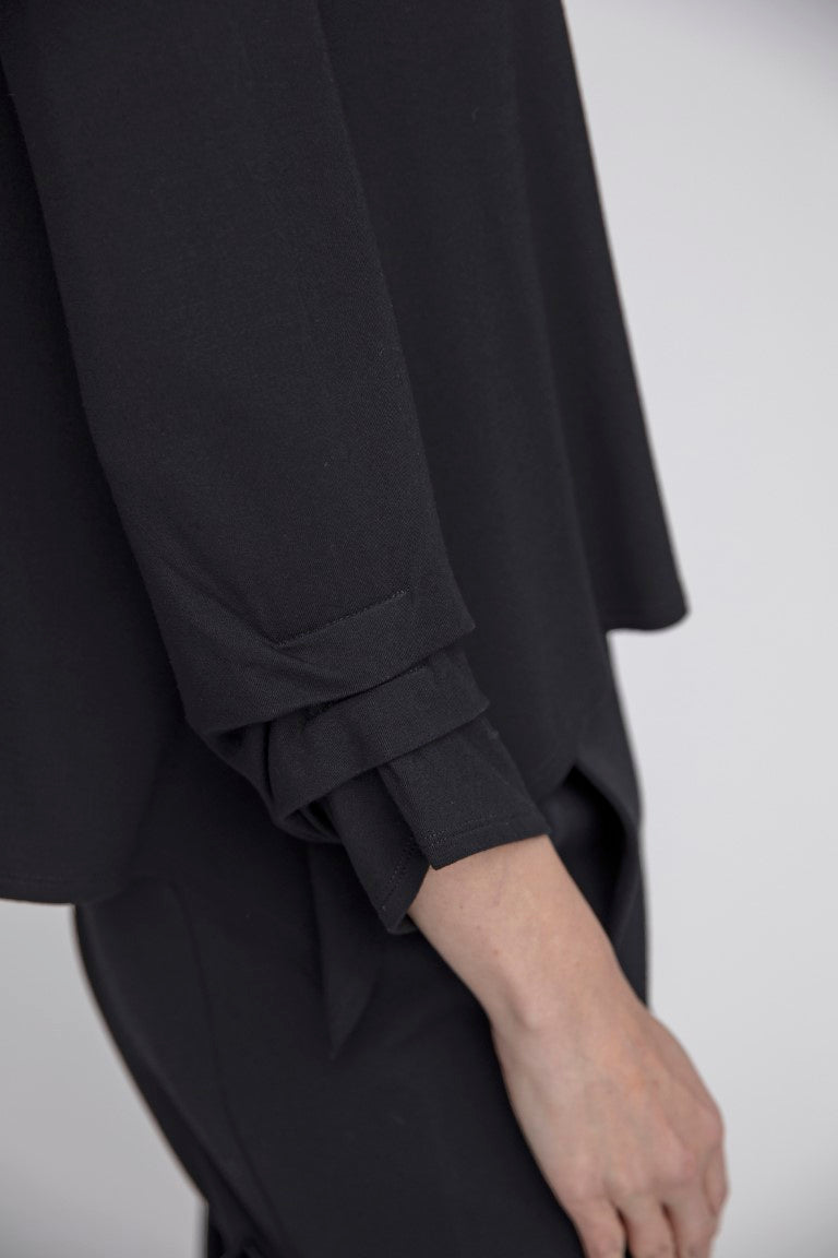 Black Foundation Knit Pleated Topper