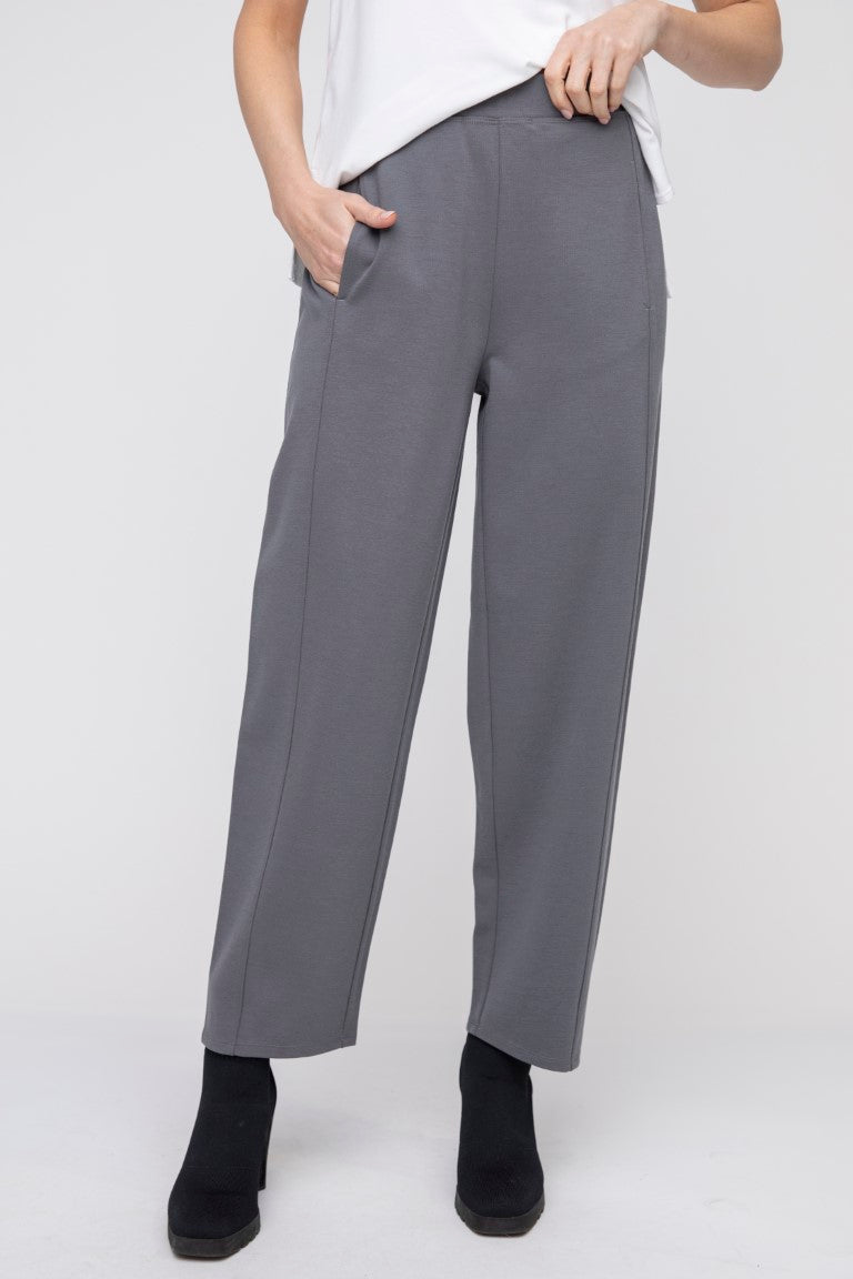 Charcoal Ponte Straight Pocket Pant