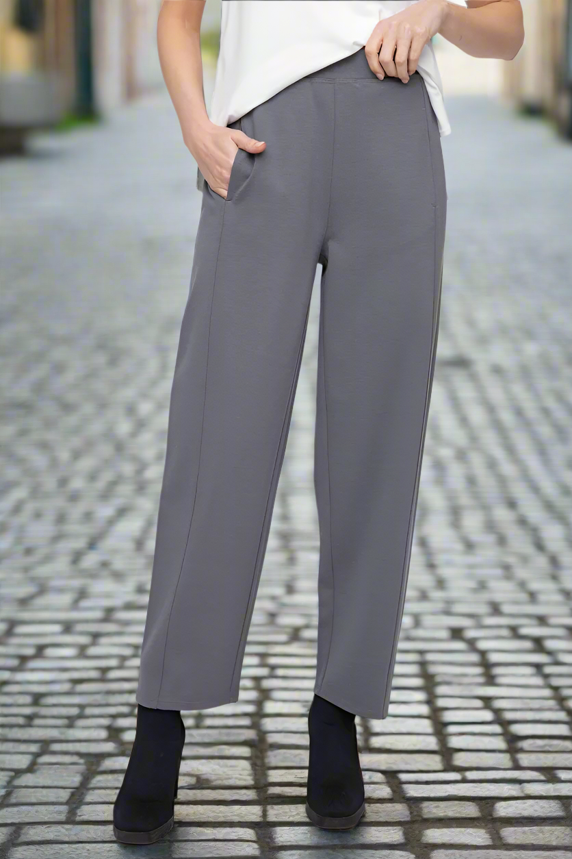 Charcoal Ponte Straight Pocket Pant