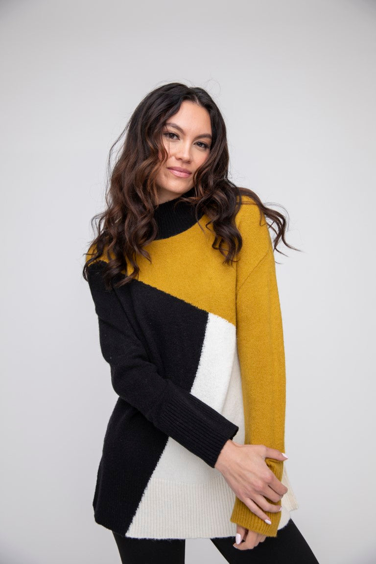 Colorblock Funnel Neck Sweater