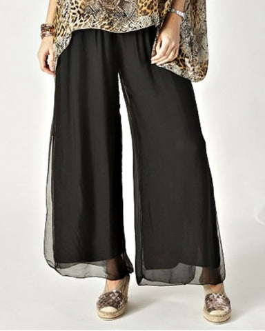 Black Silk Overlay Pant