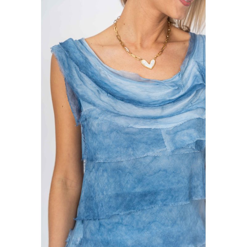 Denim Silk Ruffle Dress