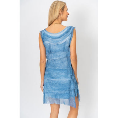 Denim Silk Ruffle Dress