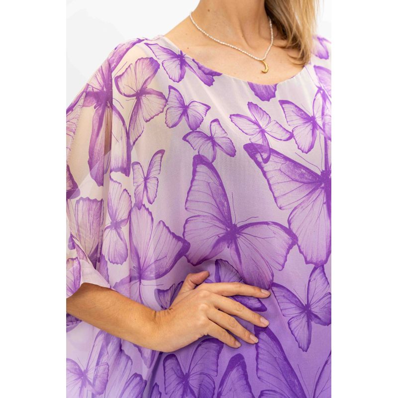 Purple Butterfly Silk Top