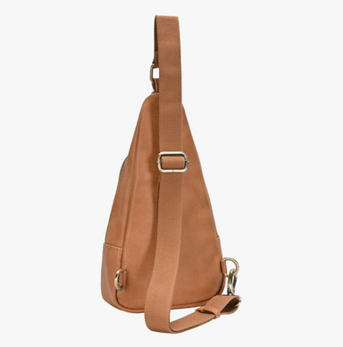 Camel Faux Leather Sling Bag