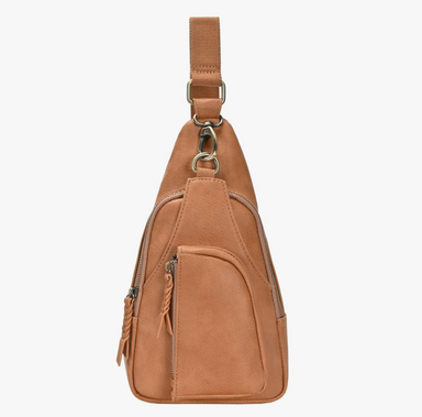 Camel Faux Leather Sling Bag