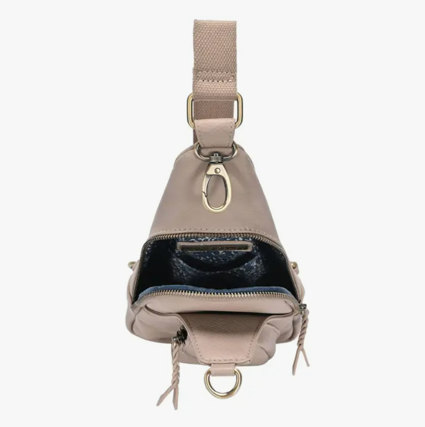 Taupe Faux Leather Sling Bag