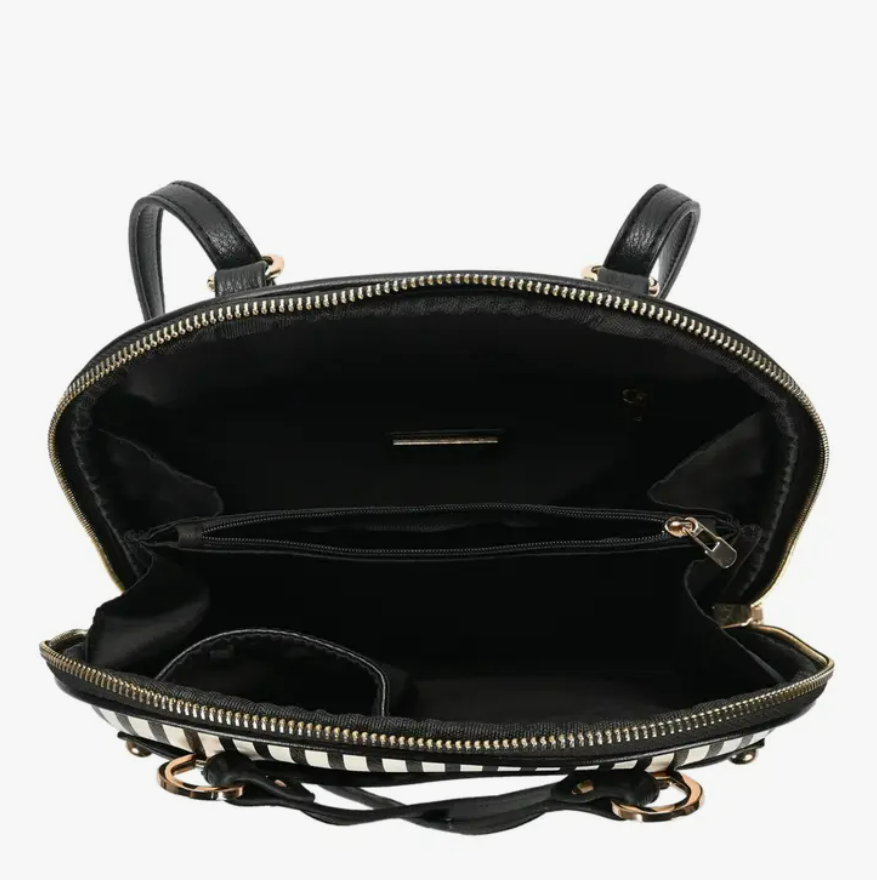 Black Striped Convertible Backpack