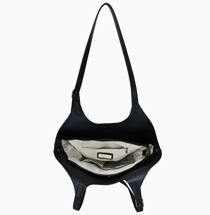 Isabelle 2 in 1 Scoop Neck Tote Black