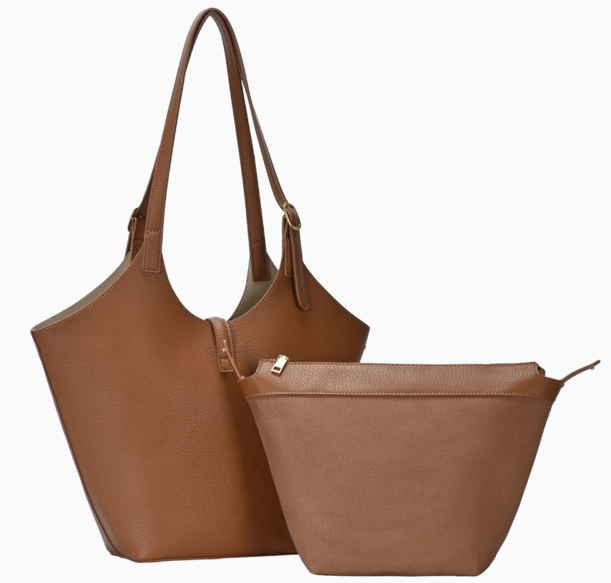 Isabelle 2 in 1 Scoop Neck Tote Tan