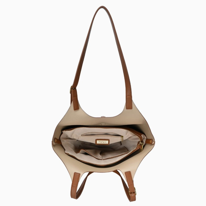 Isabelle 2 in 1 Scoop Neck Tote Tan