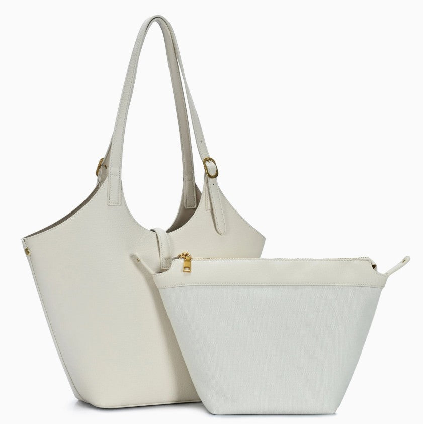 Isabelle 2 in 1 Scoop Neck Tote Cream