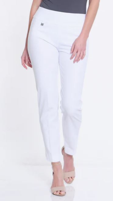 White Pull On Knit Ankle Pant