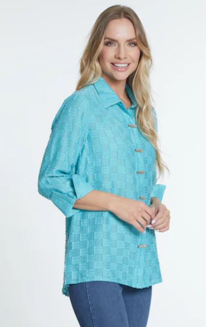 Aqua Box Pattern Woven Shirt