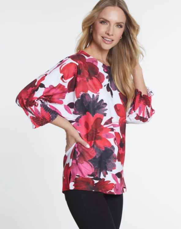 Fuchsia Floral Print Top