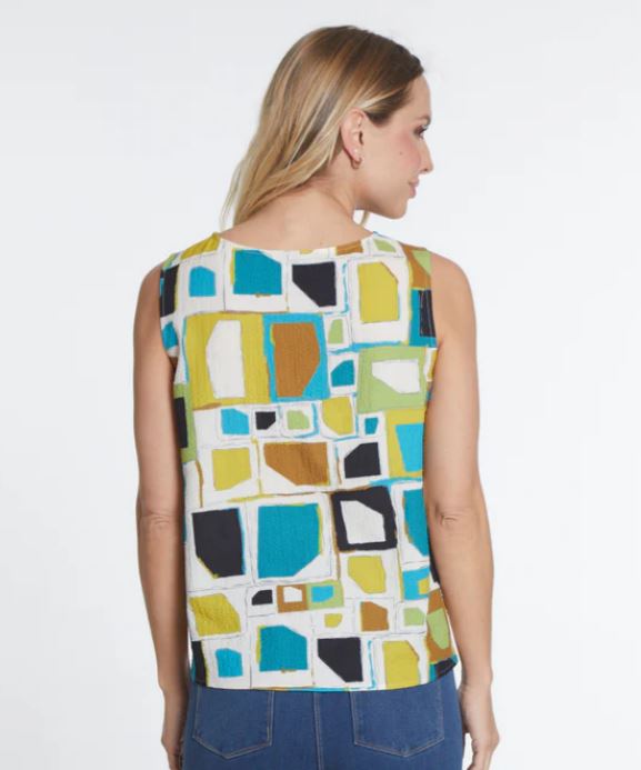 Teal & Citron Geometric Print Tank Top