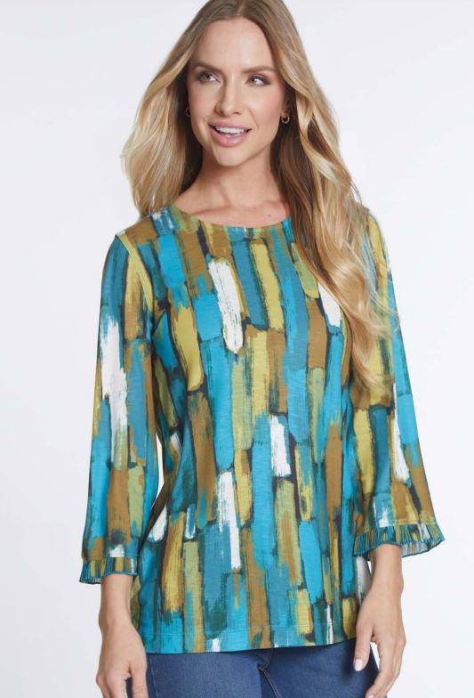 Teal Flounce Sleeve Knit Top