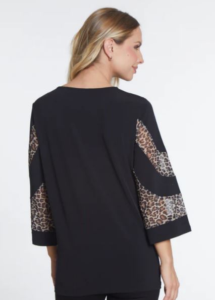 Black & Leopard Color Block Top