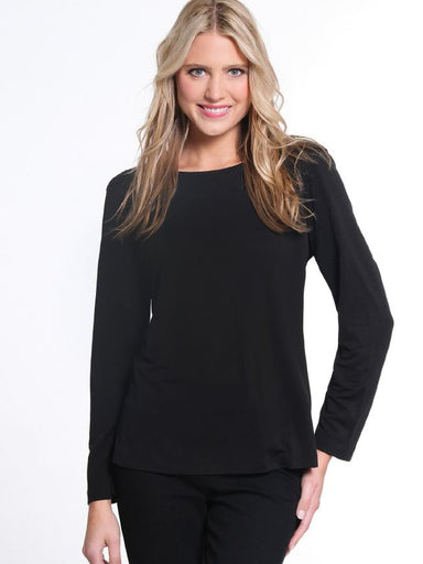 Black Scoop Neck Knit Top