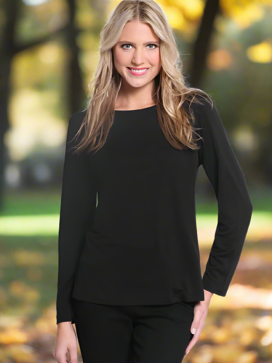 Black Scoop Neck Knit Top