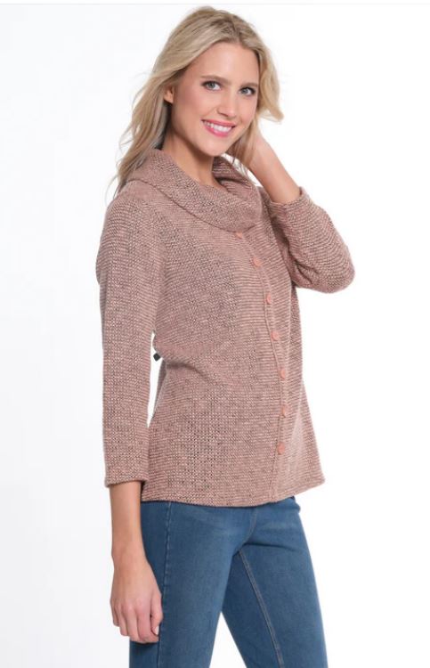 Salmon Cowl Neck Knit Top