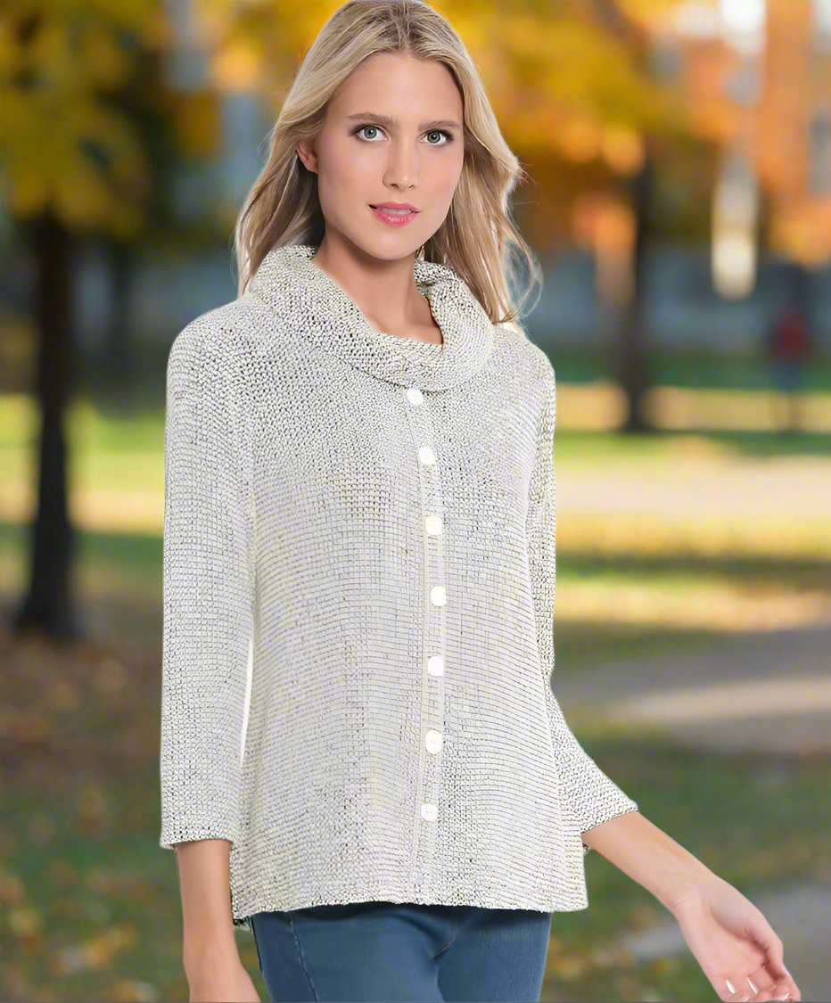 Winter White Cowl Neck Knit Top