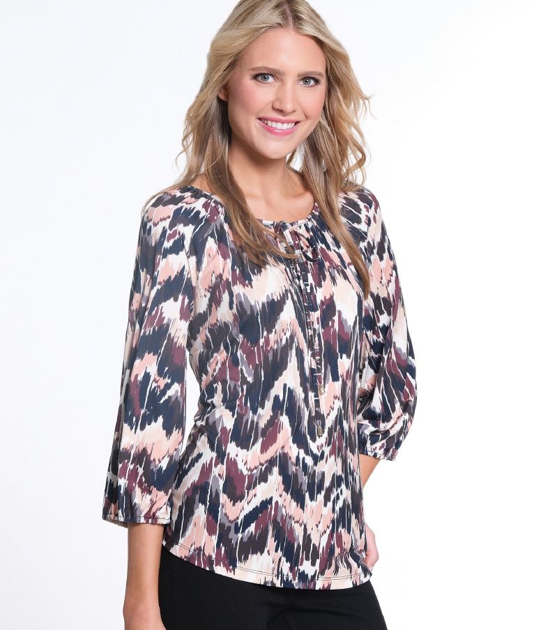 Multi Color Knit Peasant Top