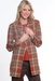 Open Front Long Plaid Jacket