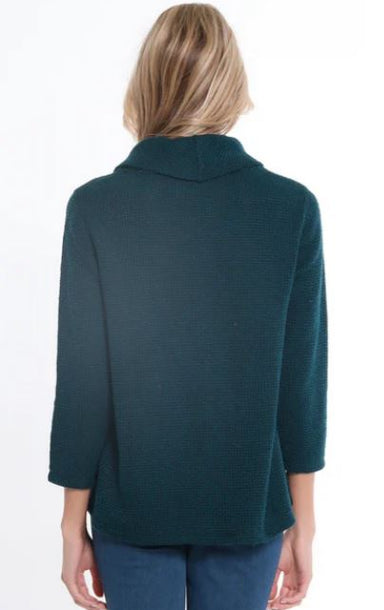 Teal Cowl Neck Novelty Knit Top