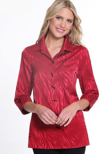 Red Zebra Jacquard Woven Shirt