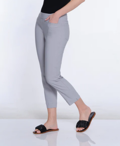 Sky Grey Fine Line Twill Crop Pant