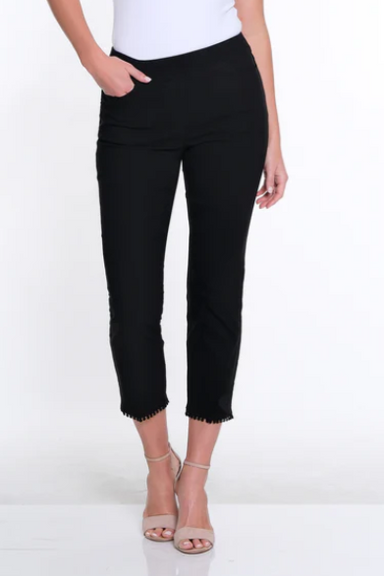 Black Pom Pom Trim Crop Pant