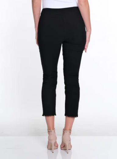 Black Pom Pom Trim Crop Pant