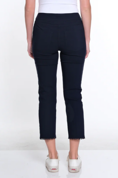 Navy Pom Pom Trim Crop Pant