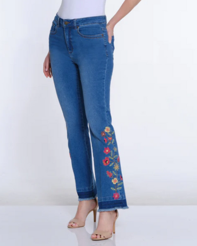 Boot Cut Embroidered Jeans