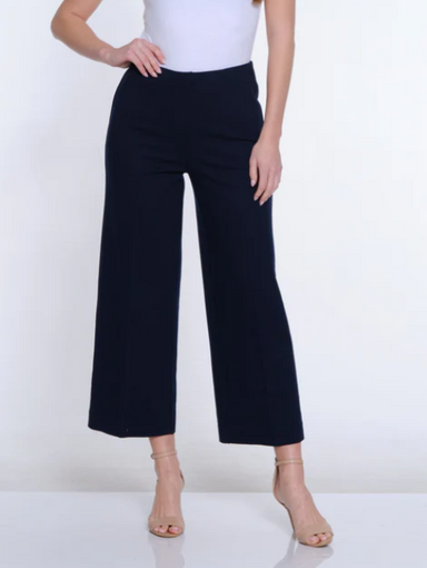 Midnight Wide Leg Ponte Knit Crop Pant